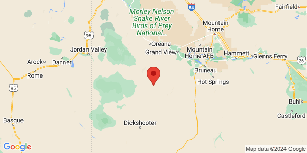Map with marker: The Owyhee Canyonlands are among the most remote areas of the continental United States.